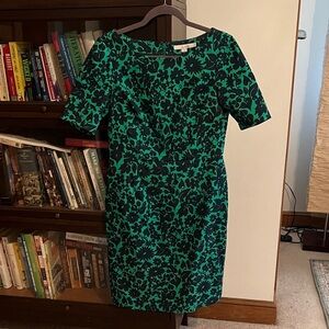 Boden Black and Green Floral Midi Dress
